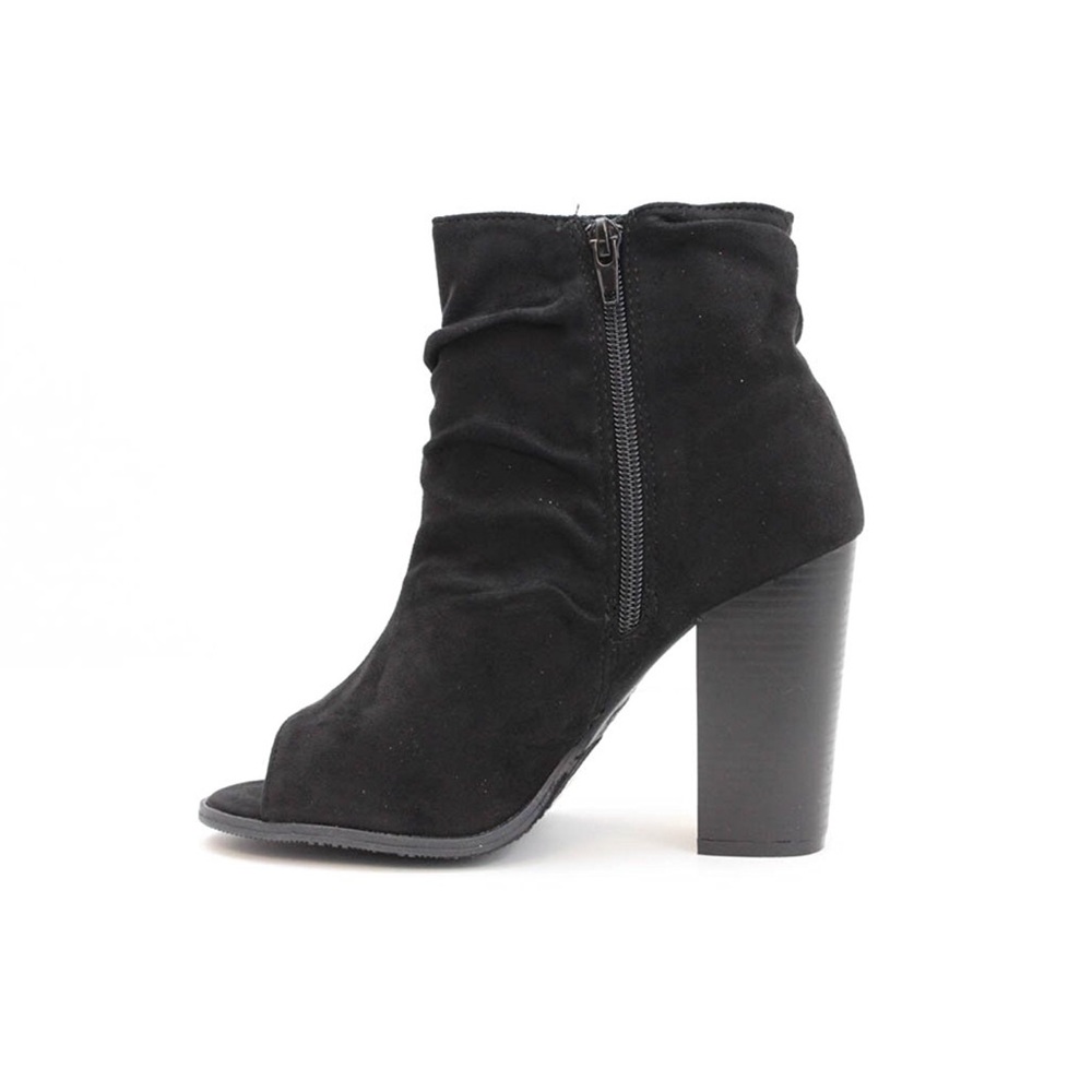 Black Slouchy Peep Toe Bootie - Picture 5 of 8